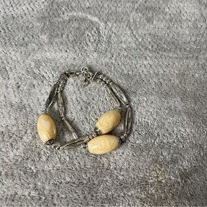 Brighton Nile Silver Marbled Resin Beaded 2 Strand Bracelet. #249